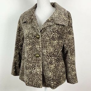 Talbots Petites Womens 6p Jacket Animal Print